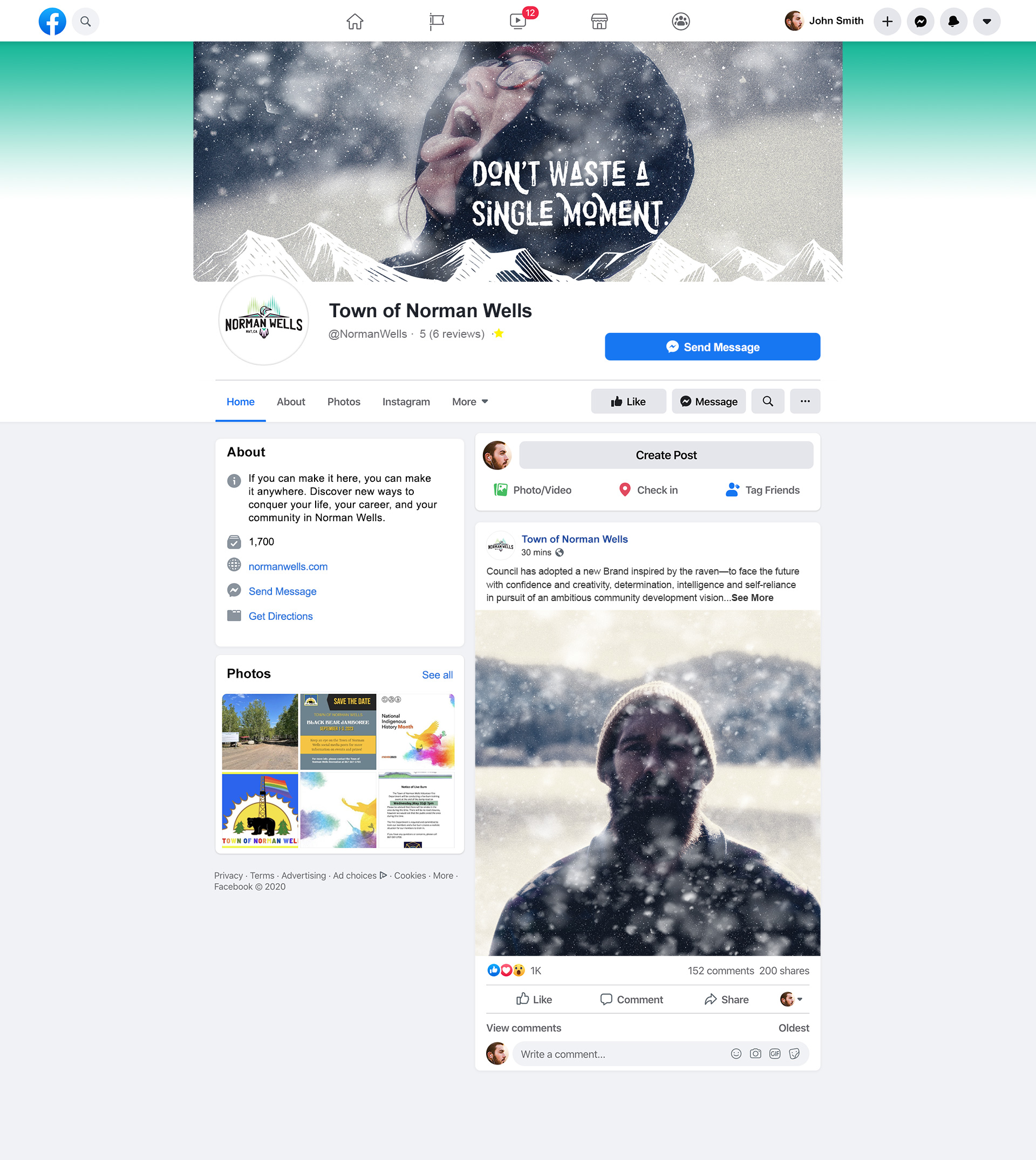 Facebook Page Mockup Norman Wells