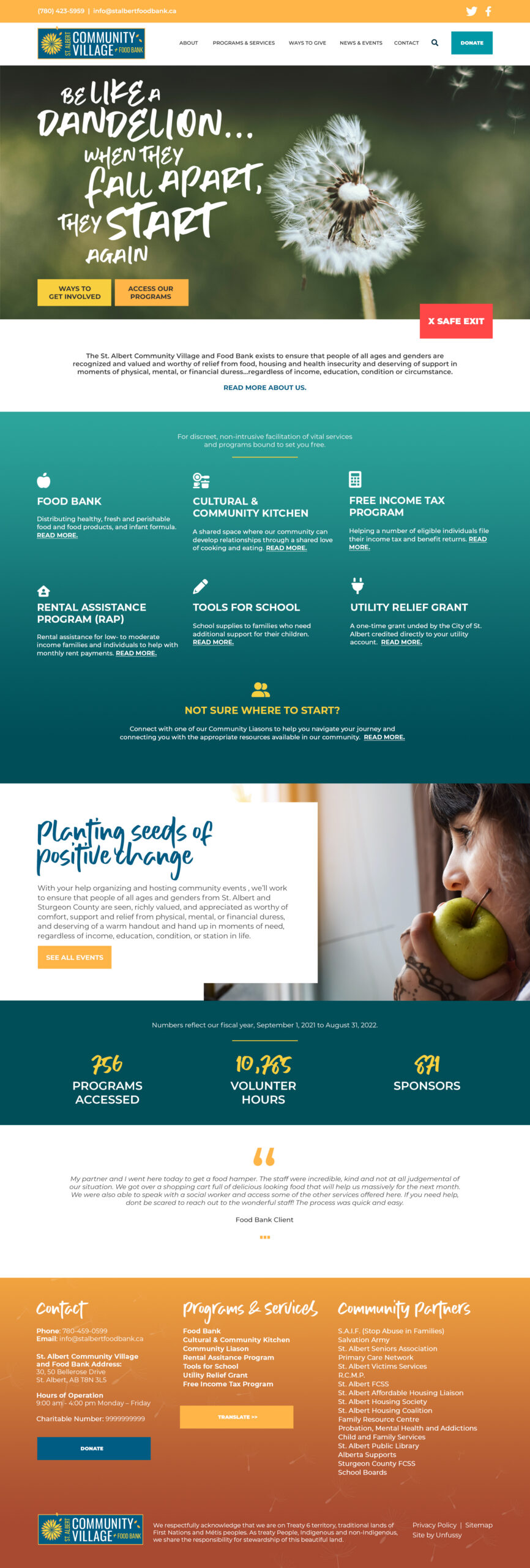 StAlbert Food Bank Homepage Mockup