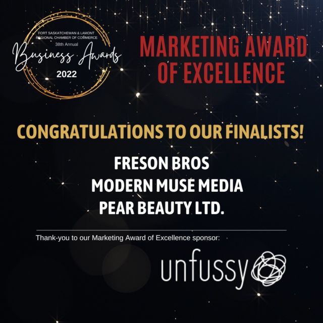 Proud to be this year's Marketing Excellence Award sponsor! Congrats to the finalists @pearbeautyspa @fresonbros  and @modern_muse_media!! Can't wait to hang out with you all this Friday!

#fortsask #awards #marketing